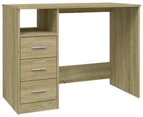 Scrivania cassetti rovere sonoma 102x50x76 cm legno multistrato