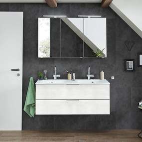 Mobile sottolavabo e lavabo Madeo per doppia vasca rovere bianco L 120 x H 48 x P 45 cm 2 cassetti