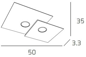 Plafoniera Moderna Rettangolare Plate Metallo Sabbia 2 Luci Gx53