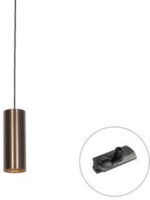Lampada a sospensione di design bronzo scuro incl. adattatore per binario monofase - Iconic Tubo