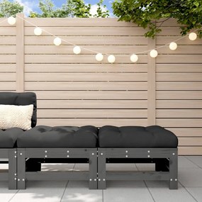 Poggiapiedi Giardino Con Cuscini 2pz Legno Massello Pino Grigio /