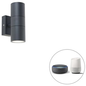 Lampada da parete esterna intelligente grigio scuro IP44 incl. 2 GU10 Wifi - Duo