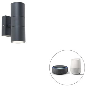 Lampada da parete per esterno intelligente grigio scuro IP44 con 2 Wifi GU10 - Duo