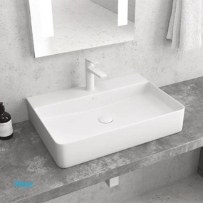 Lavabo D'Appoggio Da 50x42 Cm Finitura Bianco Opaco