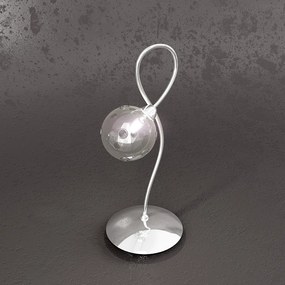 Lampada Scrivania Contemporanea Super Ball Metallo Cromo Vetro Pirex 1 Luce G9