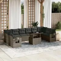 Set Divani da Giardino 11 pz con Cuscini in Polyrattan Grigio 3268150