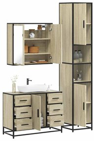Set Mobili Da Bagno 3 Pz Rovere Sonoma İn Legno Multistrato /