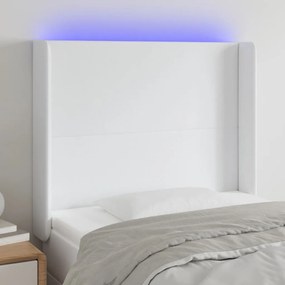 Testiera A Led Bianco 93x16x118/128 Cm İn Similpelle /