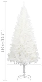 Albero di Natale Preilluminato con Palline Bianco 150 cm
