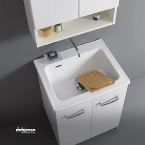 Xilon "Nanco" Mobile Lavatoio SIL 60x50 cm Scocca Bianco Opaco Frontale Bianco Lucido