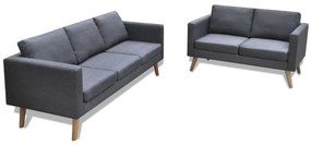 Set Divani A 2 E A 3 Posti İn Tessuto Grigio Scuro /