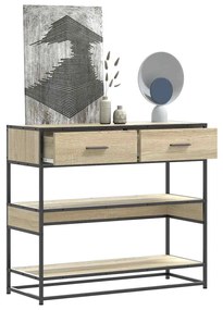Tavolo Consolle Rovere Sonoma 90x35x80 Cm İn Legno Multistrato /