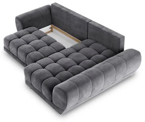 Divano letto angolare grigio scuro con rivestimento in velluto, angolo destro Nuage - Windsor &amp; Co Sofas