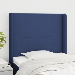 Testiera Ad Orecchio Blu 93x16x118/128 Cm İn Tessuto /