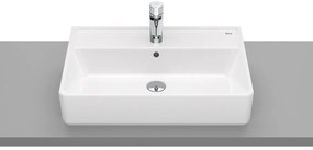 Lavabo da appoggio Domus ROCA rettangolare in ceramica L 60 x H 13 x P 42 cm bianco lucido piletta non inclusa