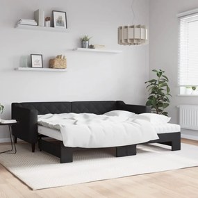 Divano Letto Estraibile Con Materassi Nero 90x190 Cm İn Tessuto /