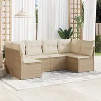 Set Divano da Giardino 6 pz con Cuscini Beige in Polyrattan 3249227