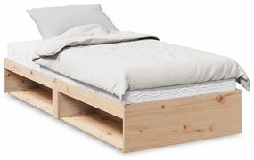 Divano Letto Con Materasso 80x200 Cm İn Legno Massello Di Pino /