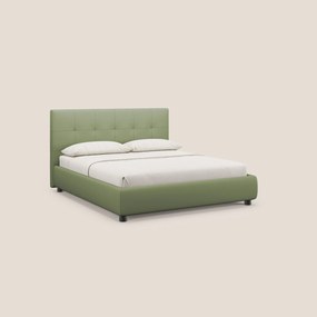Minato letto imbottito contenitore con testata trapuntata in ecopelle impermeabile T04 verde