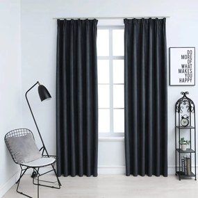 Tende Oscuranti Con Ganci 2 Pz Antracite 140x175 Cm /