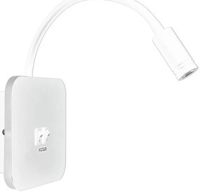 LED Lampada flessibile da parete con base USB 1xLED/8W + 1xLED/2W/230V bianco