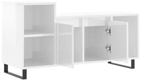 Mobile Porta TV Bianco Lucido 100x35x55 cm in Legno Multistrato