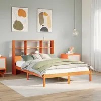 Letto Libreria senza Materasso Marrone Cera 160x200 cm in Pino 3321607