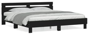 Giroletto Con Testiera Nero 160x200 Cm İn Legno Multistrato /