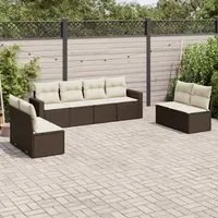 Set Divani da Giardino 8 pz con Cuscini Marrone in Polyrattan 3218843