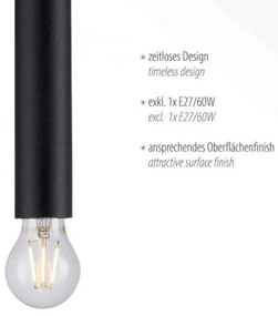 Leuchten Direkt 15617-18 - Lampadario a sospensione con filo BRUNA 1xE27/60W/230V nero