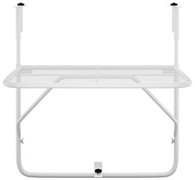 Tavolo da balcone bianco 60x40 cm in acciaio