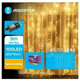 Aigostar - Catena luminosa natalizia LED da esterno 100xLED/8 modalità 4x1m IP44 bianco caldo