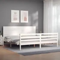 Giroletto Testiera Bianco Super King Size in Legno Massello 3194652