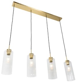 Lampada a sospensione Art Déco oro con vetro 4 luci - Laura