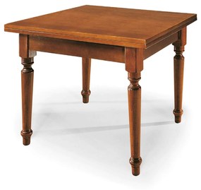 GEORDIE - tavolo da pranzo allungabile a libro in legno massello bianco gamba tornita cm 100 X 100/200