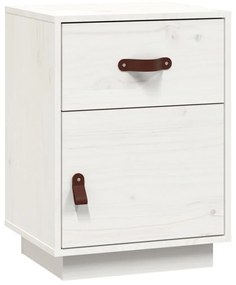 Comodini bianchi 2 pz 40x34x55 cm in legno massello di pino