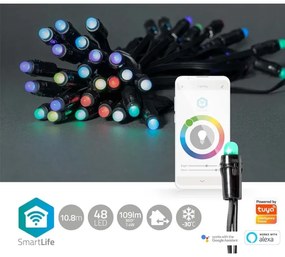 Nedis WIFILP01C48 - Catena natalizia LED RGB da esterno 48xLED 13,8m IP65 Wi-Fi Tuya