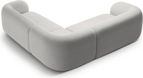Divano angolare grigio chiaro con rivestimento in velluto Kate – Micadoni