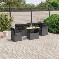 Set Divani da Giardino con Cuscini 7pz Nero Polyrattancod mxl 112705