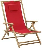 Sedia Reclinabile Relax Rossa in Bamb e Tessuto 313026