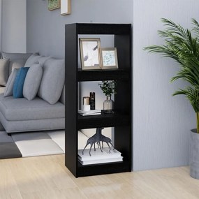 Libreria/divisorio nero 40x30x103,5cm in legno massello di pino