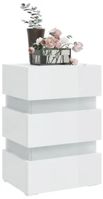 Comodino con led bianco lucido 45x35x67 cm in legno multistrato