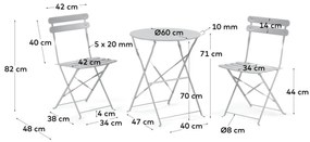 Kave Home - Set da esterno Beryl con tavolo e 2 sedie pieghevoli in metallo grigio chiaro