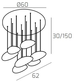 Sospensione Moderna Planet Metallo Nero Bianco 7 Luci Gx53