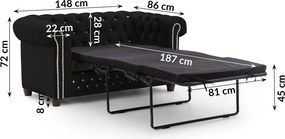 Divano nero allungabile con rivestimento in velluto 148 cm York Blik – Ropez