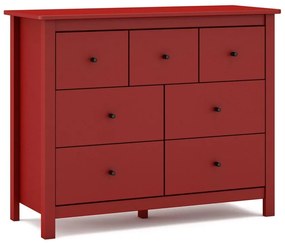 Cassettiera bassa rossa in legno di pino 110x80 cm Misti - Marckeric
