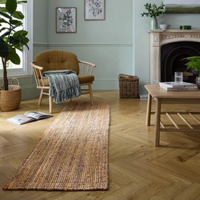 Passatoia di colore naturale in iuta tessuta a mano 60x300 cm Jute Boucle Multi – Flair Rugs