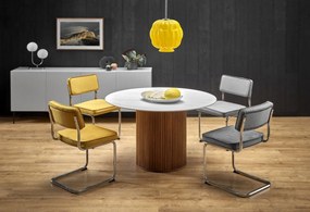 Set tavolo rotondo Bruno + 2 sedie K510 grigio + 2 sedie K510 senape