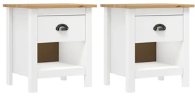 Comodini hill 2 pz 46x35x49,5 cm legno massello di pino