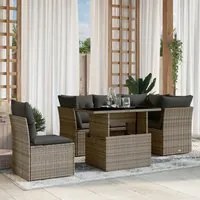 Set Divano da Giardino 6 pz con Cuscini Grigio in Polyrattan 3266590